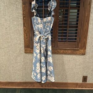 V. Chapman Vera ruffle strap corset side slit dress in size 4